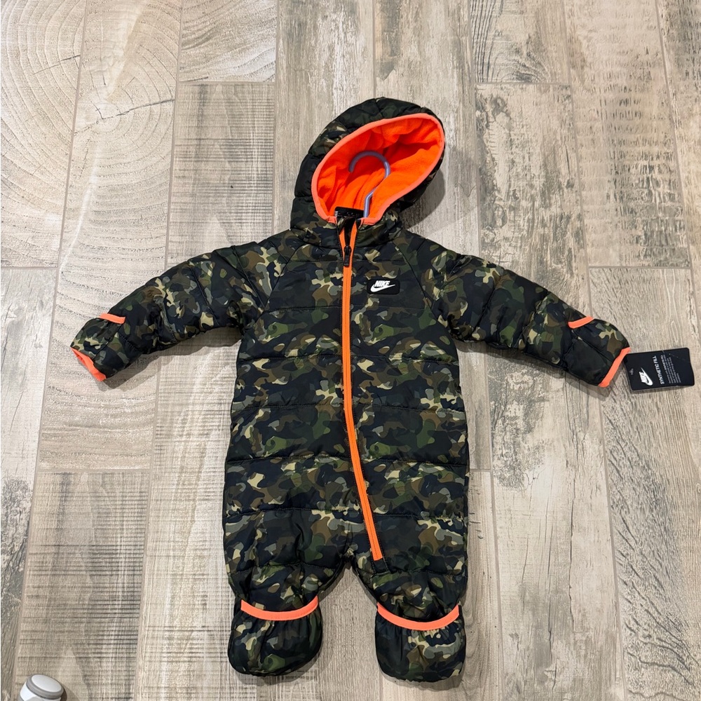 Nike Camouflage Baby Snowsuit with Bright Orange Trim